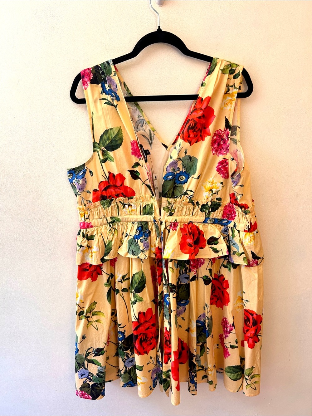 Express Yellow floral peplum ruffle sleeveless sundress size XL - Picture 8 of 8